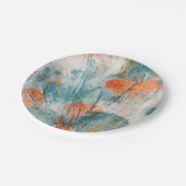 Assiettes En Carton Corail et plaque Turquoise (Angle)