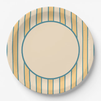 Assiettes En Carton Corail et rayure vert Moderne Rétro