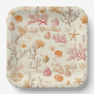 Assiettes En Carton Corail Marin Artistique Coquillage Terre Cuite Ivo