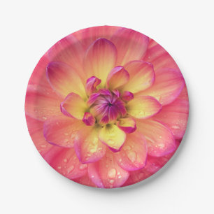 Assiettes En Carton Corail rose dahlia plaque de papier fleur