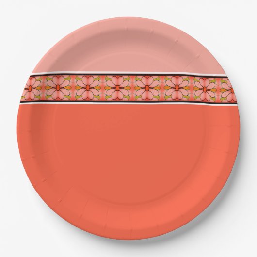 Assiettes En Carton Corail rose et rose (Devant)