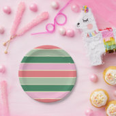 Assiettes En Carton Corail, rose et vert (Fête)