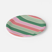 Assiettes En Carton Corail, rose et vert (Angle)