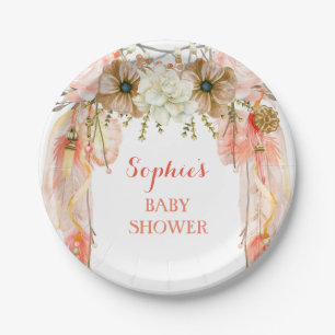 Assiettes En Carton Corail tribal de pêche de plume rêveuse de