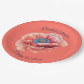 Assiettes En Carton Corail vivant avec Fête des mariées de coquelicot  (Angle)