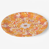 Assiettes En Carton Coral Orange et crème Batik Motif (Angle)