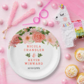 Assiettes En Carton Coral Red Roses with Foliage (Fête)