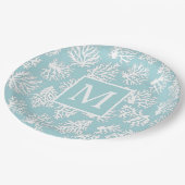 Assiettes En Carton Coral Reefs été plage côtière monogramme extérieur (Angle)