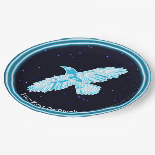 Assiettes En Carton Corbeau bleu sur étoiles