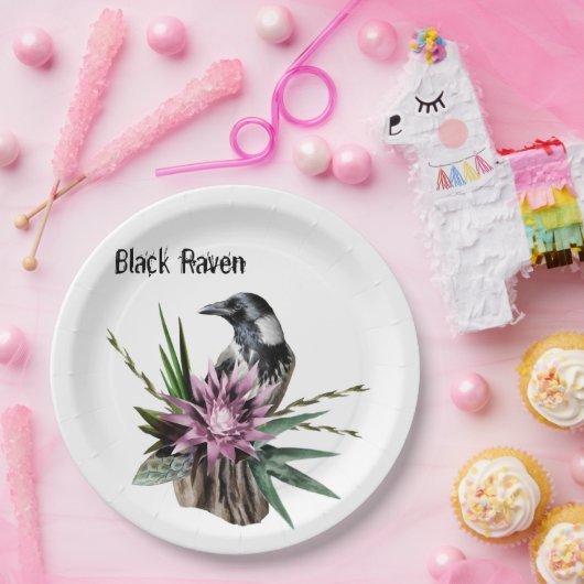 Assiettes En Carton Corbeau noir (Fête)