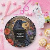 Assiettes En Carton Corbeau noir aux fleurs Design gothique Anniversai (Fête)