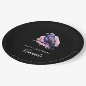 Assiettes En Carton Corbeau noir sur une branche Illustration Annivers (Angle)