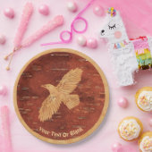 Assiettes En Carton Corbeau rustique sur écorce de Birch Intérieur (Fête)