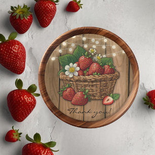 Assiettes En Carton Corbeille Sucrée aux Fraises Baby Shower