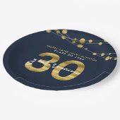 Assiettes En Carton Cordes bleues de lumière 30 ans Classe Réunion (Angle)