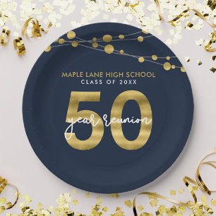 Assiettes En Carton Cordes bleues de lumières 50 Année Classe Réunion