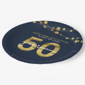 Assiettes En Carton Cordes bleues de lumières 50 Année Classe Réunion (Angle)