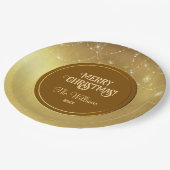 Assiettes En Carton Cordes d'or Snowflakes Gold Metallic (Angle)