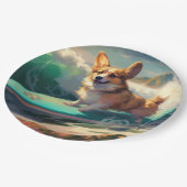 Assiettes En Carton Corgi Beach Surf Peinture (Angle)