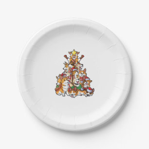 Assiettes En Carton Corgi Christmas Tree Chien Père Noël Joyeux Corgma