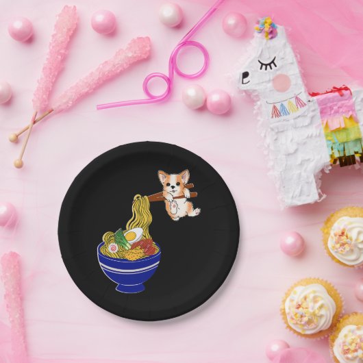 Assiettes En Carton Corgi Dog de Ramen (Fête)