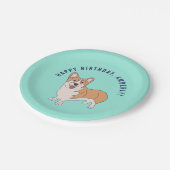 Assiettes En Carton Corgi Dog Mint Green fête d'anniversaire personnal (Angle)