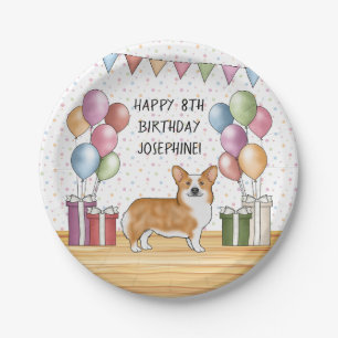 Assiettes En Carton Corgi gallois de Pembroke rouge Joyeux anniversair