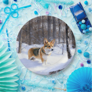 Assiettes En Carton Corgi Let It Snow Noël