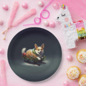 Assiettes En Carton Corgi neige de Noël hiver (Fête)