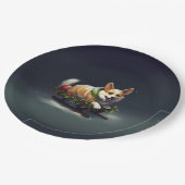 Assiettes En Carton Corgi neige de Noël hiver (Angle)