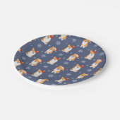 Assiettes En Carton Corgis à Santa Hats et Snowflakes Motif (Angle)