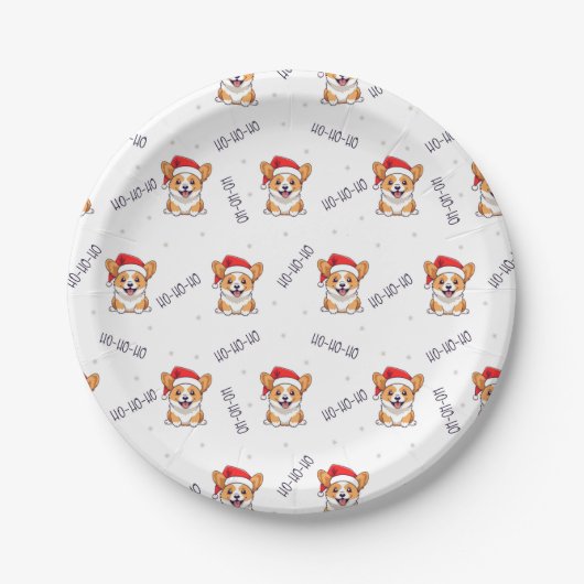 Assiettes En Carton Corgis à Santa Hats Motif de Noël (Devant)