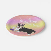 Assiettes En Carton Corgis rose et orange (Angle)