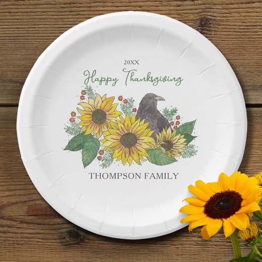Assiettes En Carton Corneille en automne Fleurs en famille Thanksgivin
