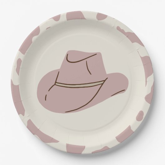 Assiettes En Carton Corneille rose rodéo Sud Plaques de papier d'anniv (Devant)
