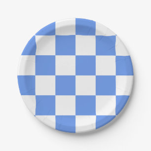 Assiettes En Carton Cornouailles Bleu/Blanc À damiers