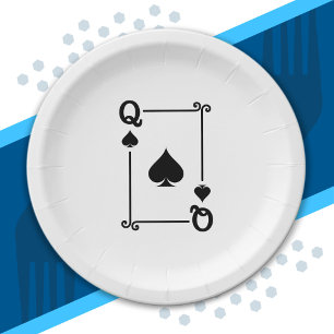 Assiettes En Carton Correspondance Queen Spades Convient Jouer Cartes