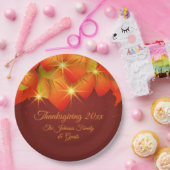 Assiettes En Carton Correspondance Thanksgiving Orange Feuille Nom Ann (Fête)