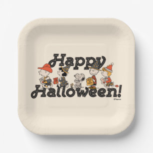 Assiettes En Carton Cortège joyeux d'Halloween de la bande de Peanuts