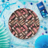 Assiettes En Carton Cosmétiques Rose Motif Paillettes (Fête)