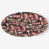 Assiettes En Carton Cosmétiques Rose Motif Paillettes (Angle)