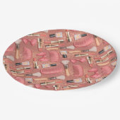 Assiettes En Carton Cosmétiques Rose Motif Paillettes (Angle)