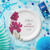 Assiettes En Carton Cosmos rose foncé Fleur de verdure Anniversaire (Fête)