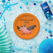 Assiettes En Carton Costume de cochon volant automne mignon automne (Fête)