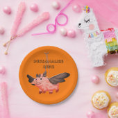 Assiettes En Carton Costume de cochon volant automne mignon automne (Fête)