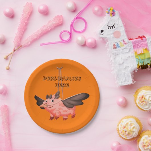 Assiettes En Carton Costume de cochon volant automne mignon automne (Fête)