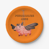 Assiettes En Carton Costume de cochon volant automne mignon automne (Devant)