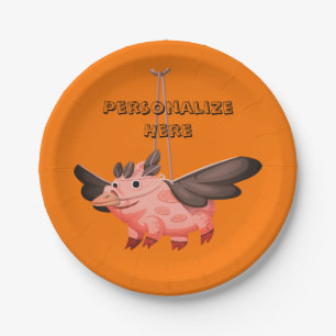 Assiettes En Carton Costume de cochon volant automne mignon automne