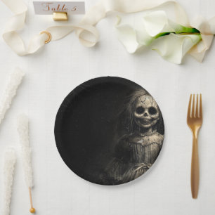 Assiettes En Carton Costume de fête d'Halloween de poupée squelette ha