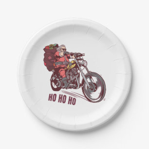 Assiettes En Carton Costume de Noël père Noël Biker pour Invitatiatiat